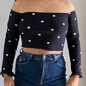a motel poka dot crop top